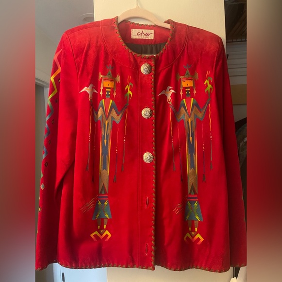 Women’s Handpainted Suede Jacket by Char Santa Fe - Picture 1 of 7